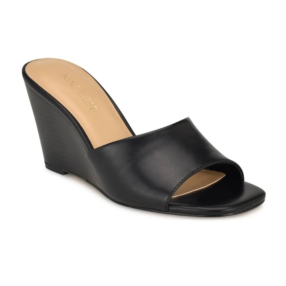 Nine West Black Open-Toe Wedges